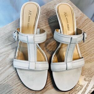 Anne Klein Kitten Heel White Sandals- Size 6.5